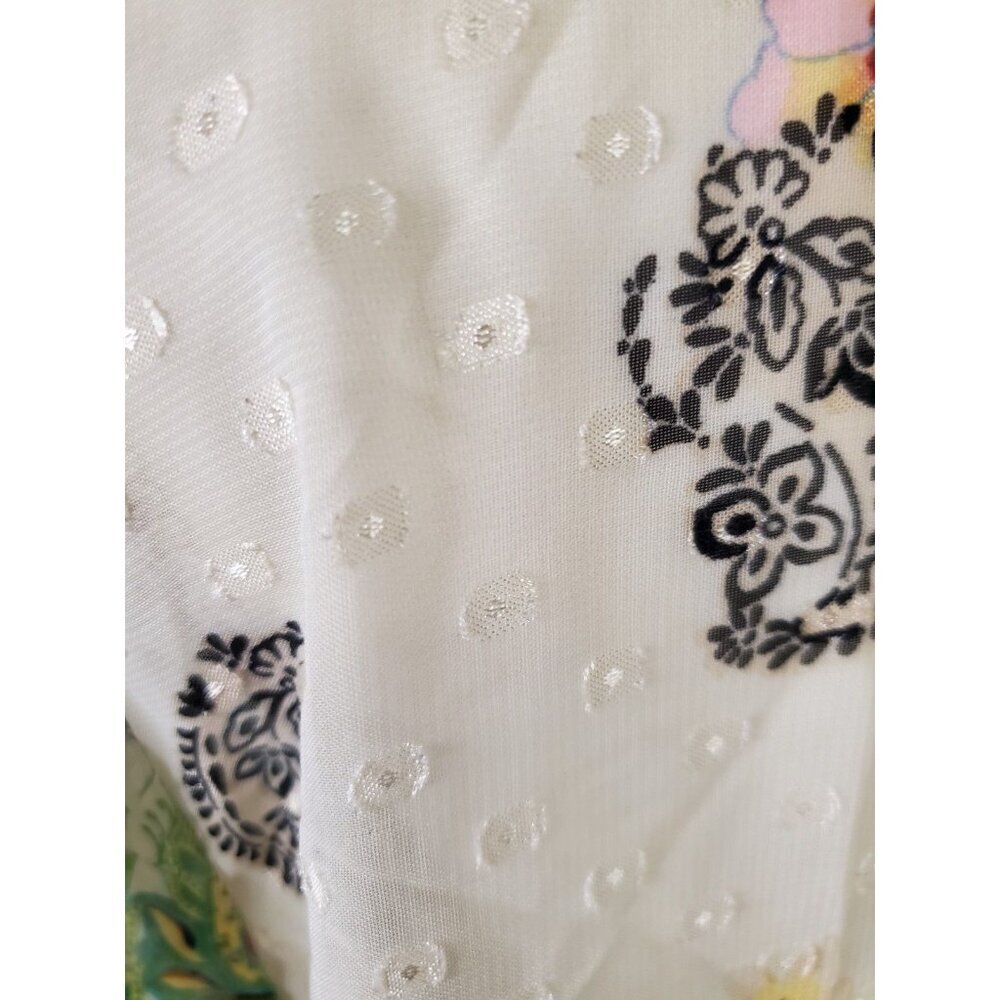 Anthropologie Figueroa & Flower Blouse Top 2XL Boho Tunic Button Up Sheer Floral - Picture 10 of 16